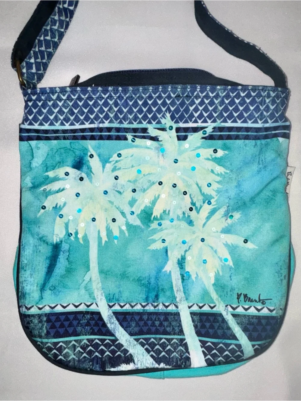 Paul Brent Y2K Coastal Palm Tree Canvas Crossbody Bag Boho Coastal Grandma Beach